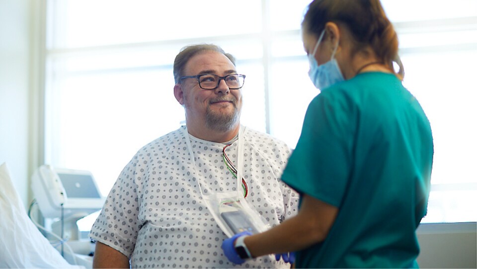 Patient in hospital room