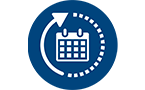 Guidance icon, clockwise arrow around a calendar